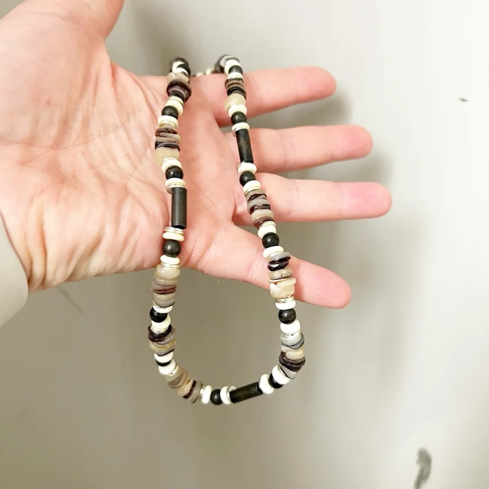 Y2K Surfer Necklace Mixed-Media Brown and White Unisex Unbranded Summer Beach - Picture 4 of 9